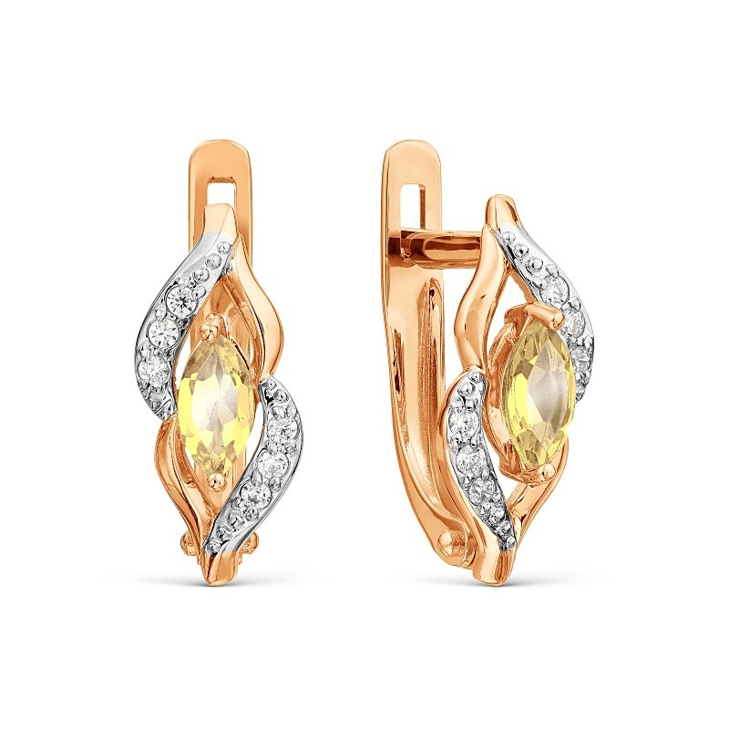 Серьги из русского золота с цитринами1 1