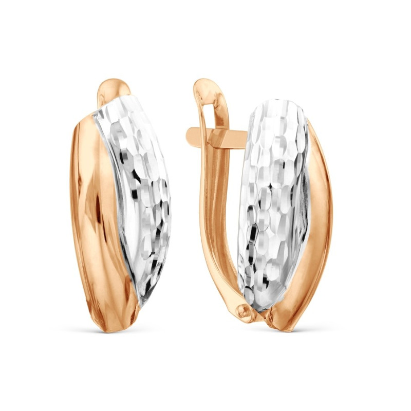 1 Rotgold Ohrringe 585 Multicolor glatt poliert englischer Verschluss Nahaufnahme1