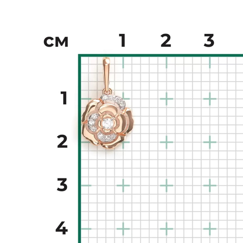 Anhänger Kamelie russisches Gold 585 mit Zirkonia kaufen Deutschland1