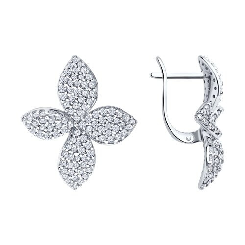1 Серьги Цветок из русского серебра 925 с фианитами ORs94027297-11