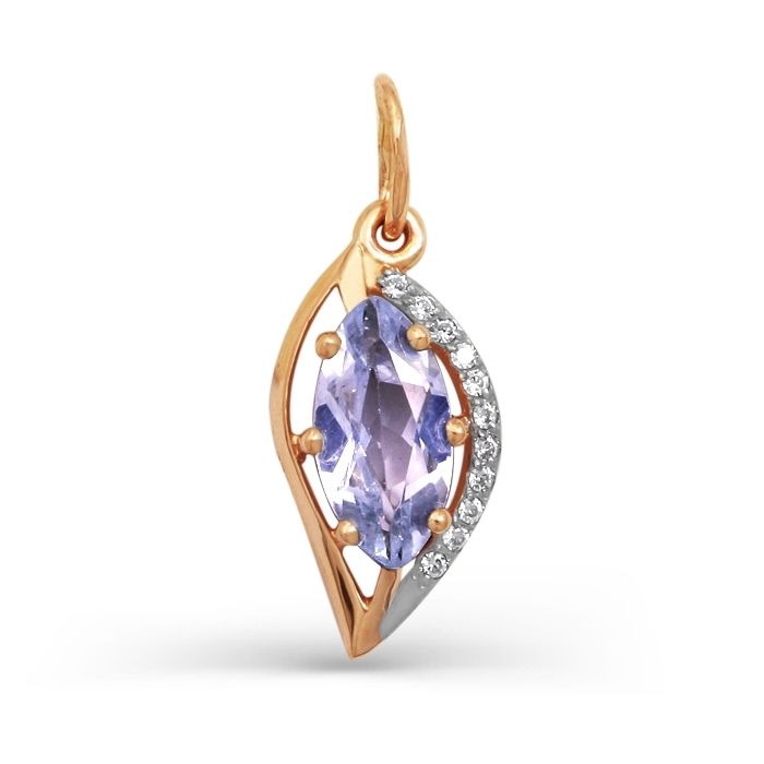 Подвеска на золотую цепочку Кулон с аметистом и фианитами из красного золота в Берлине - Zolotoy-mir.de1