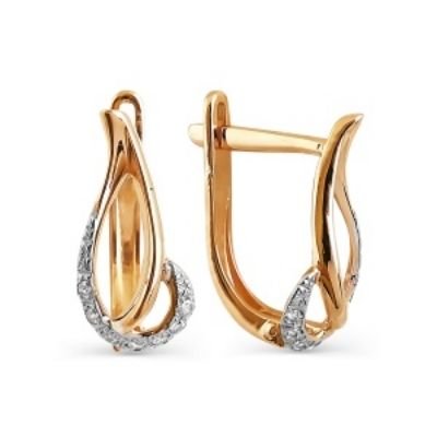 Серьги с фианитами классика из красного золота 585 - Zolotoy-mir.de1
