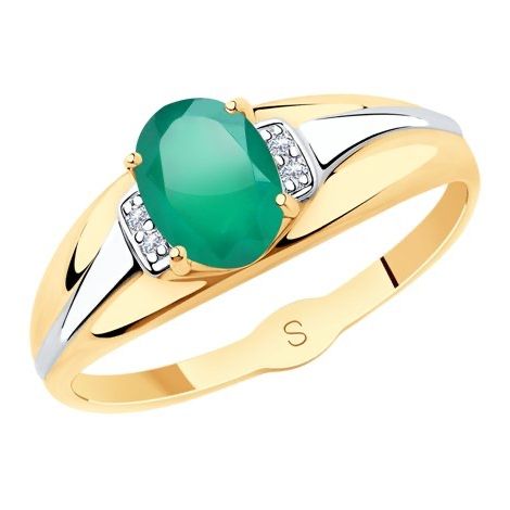 2DR37715619 - Кольцо из золота с родированием с агатом и фианитами купить русское золото в Германии1