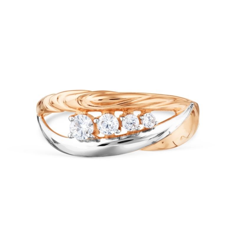 Damen Ring mit Zirkonia 585 Rotgold Bicolor - Foto №1
