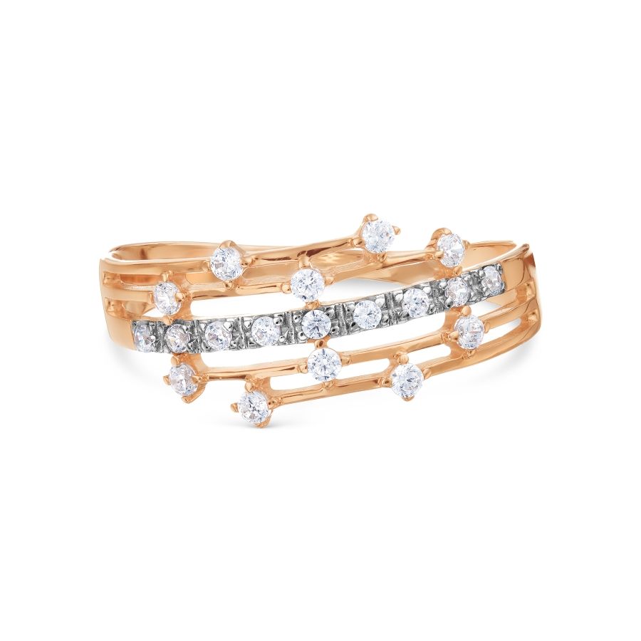 Damen Ring mit Zirkonia 375 Rotgold - Foto №1 Damen Ring mit Zirkonia 375 Rotgold - Foto №1