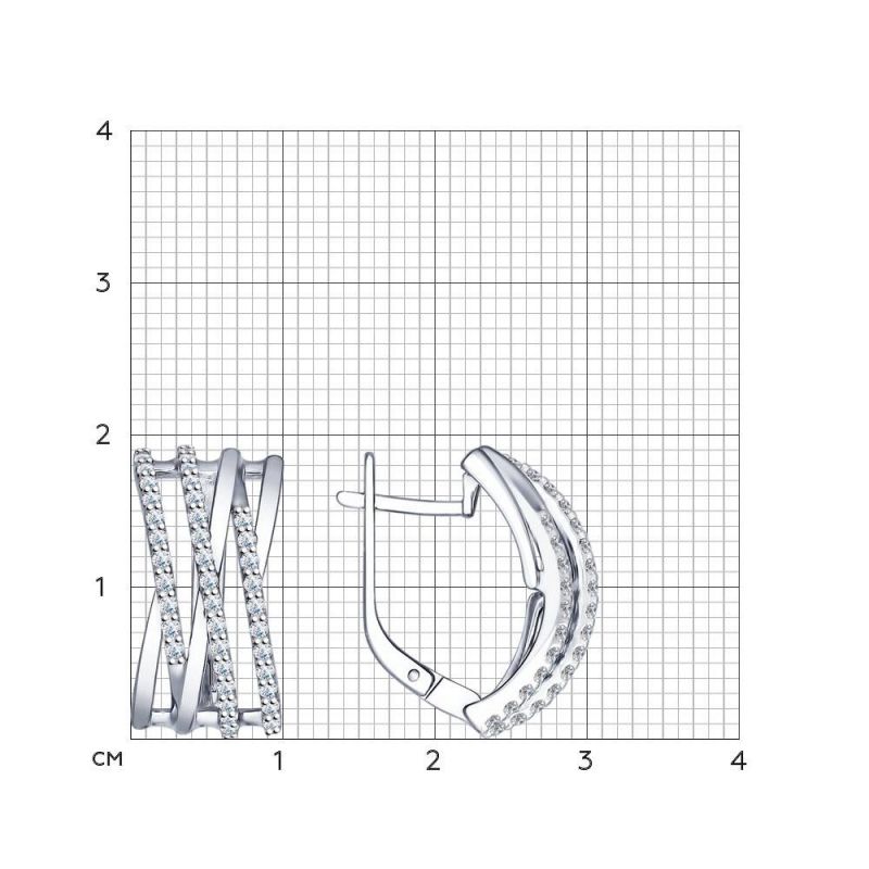 Серьги из серебра 925 пробы с фианитами 925 пробы - Фото №1 Серьги из серебра 925 пробы с фианитами 925 пробы - Фото №1