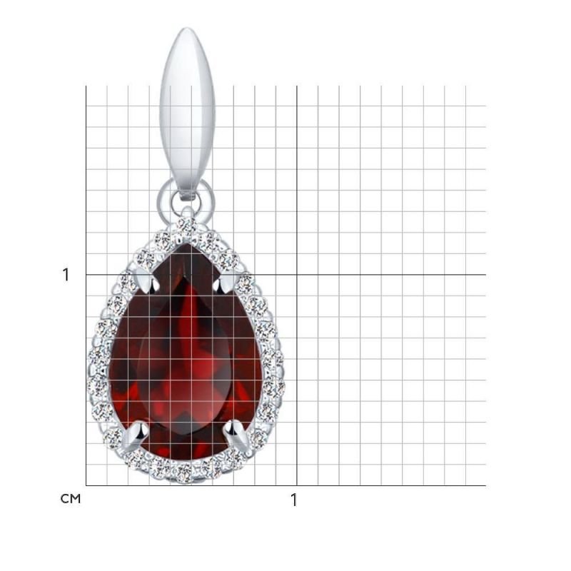 Anhänger mit Granat und Zirkonia 925 Silber - Foto №2