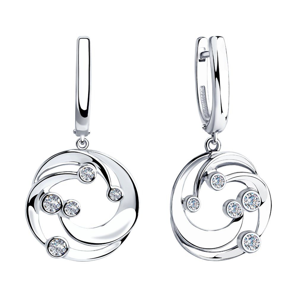 Серьги с фианитами из серебра 925 пробы - Фото №1 Серьги с фианитами из серебра 925 пробы - Фото №1