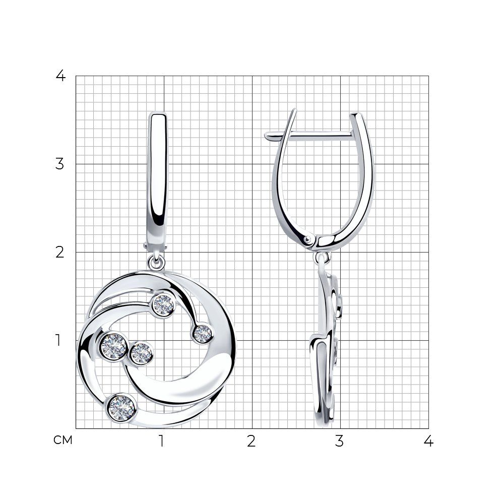 Серьги с фианитами из серебра 925 пробы - Фото №2 Серьги с фианитами из серебра 925 пробы - Фото №2