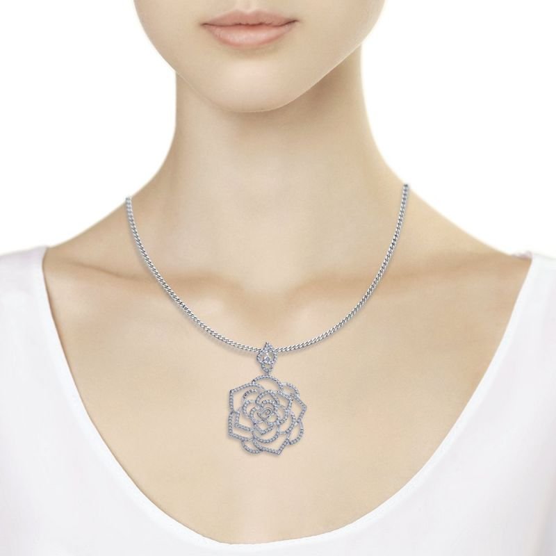 Anhänger "Blume" mit Zirkonia 925 Silber - Foto №2