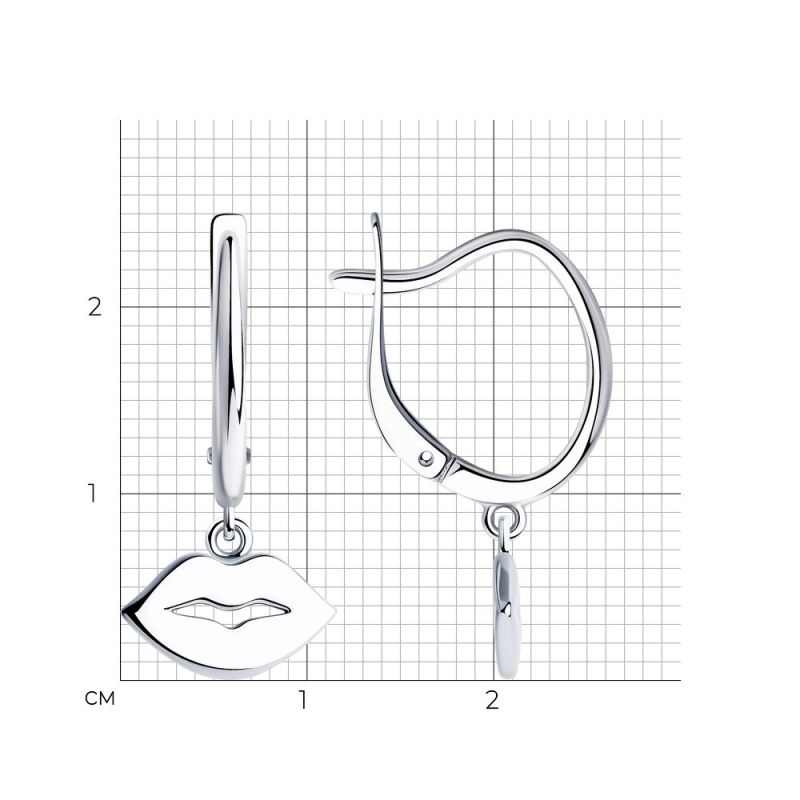 Серьги "Поцелуй" из серебра 925 пробы - Фото №1
