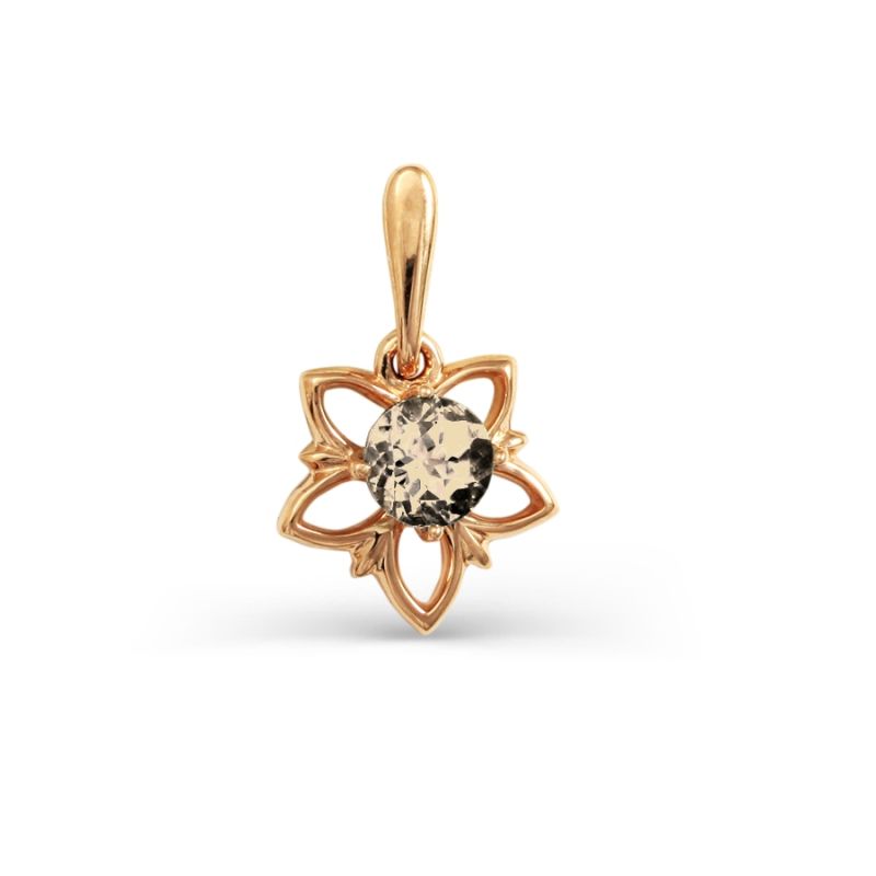 Anhänger "Blume" mit Rauchtopas 585 Rotgold - Foto №1 Anhänger "Blume" mit Rauchtopas 585 Rotgold - Foto №1