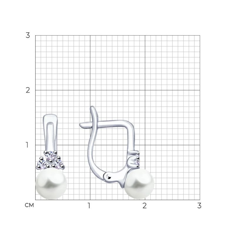 Ohrringe 925 Silber mit Zirkonia und Perlen - Foto №1