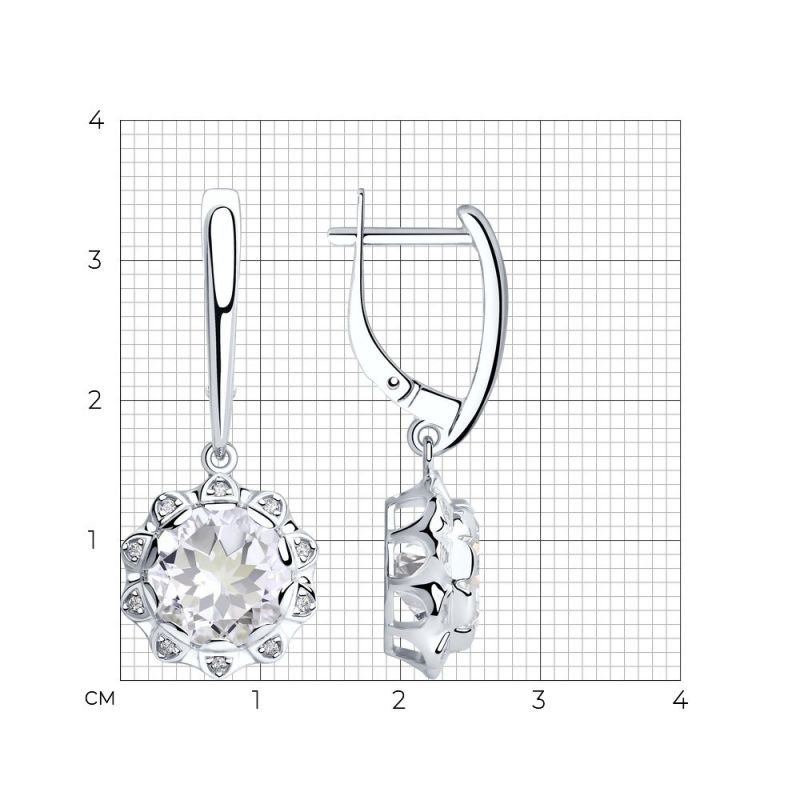 Ohrringe 925 Silber mit Zirkonia und Bergkristall - Foto №1