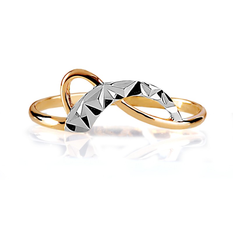 Кольцо из красного золота 585 пробы алмазная грань - Фото №1