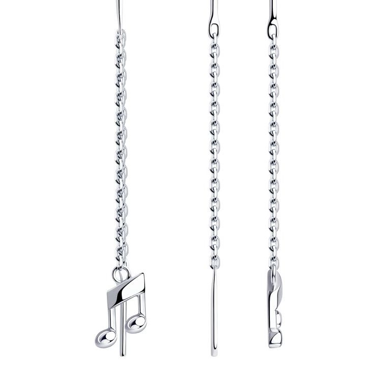 Серьги "Нотки" из серебра 925 пробы - Фото №2