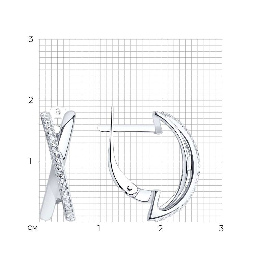 Серьги с фианитами из русского серебра 925 пробы - Фото №1 Серьги с фианитами из русского серебра 925 пробы - Фото №1