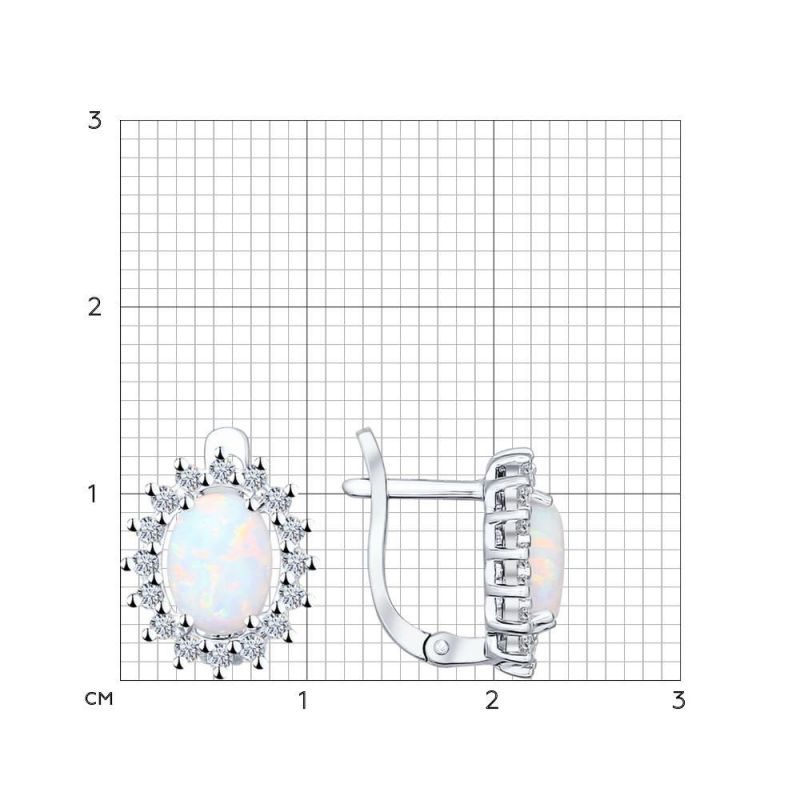 Ohrringe 925 Silber mit Opal und Zirkonia - Foto №1