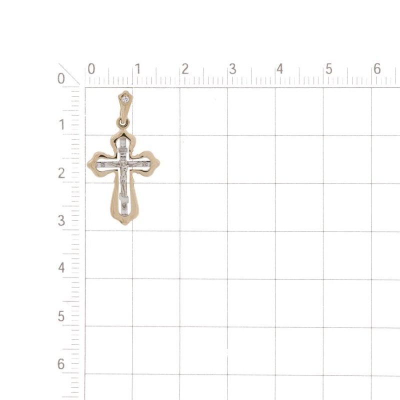 Kreuz "Segne und Rette" 585 Rotgold Zirkonia Bicolor - Foto №1
