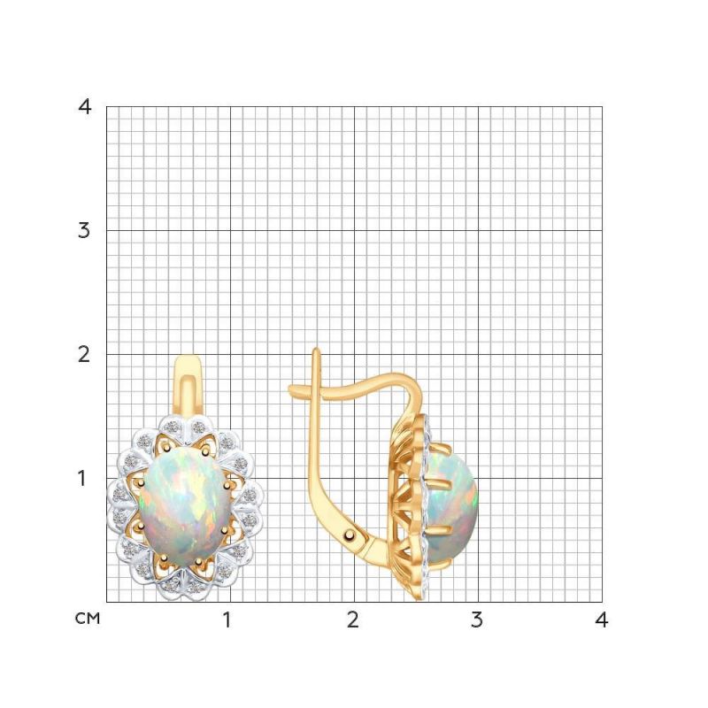 Damen Ohrringe 585 Rotgold Opal Brillant - Foto №2