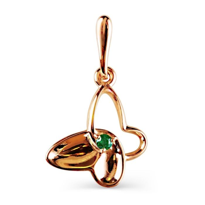 Anhänger mit Smaragd 585 Rotgold - Foto №1 Anhänger mit Smaragd 585 Rotgold - Foto №1