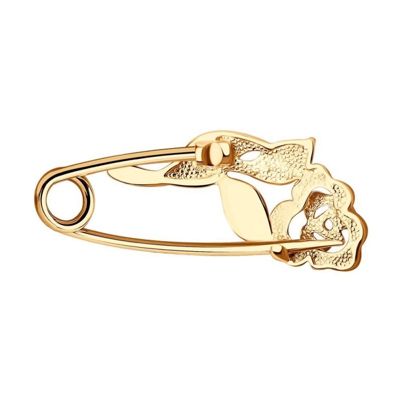 Brosche "Rosa" mit Zirkonia 585 Rotgold - Foto №1