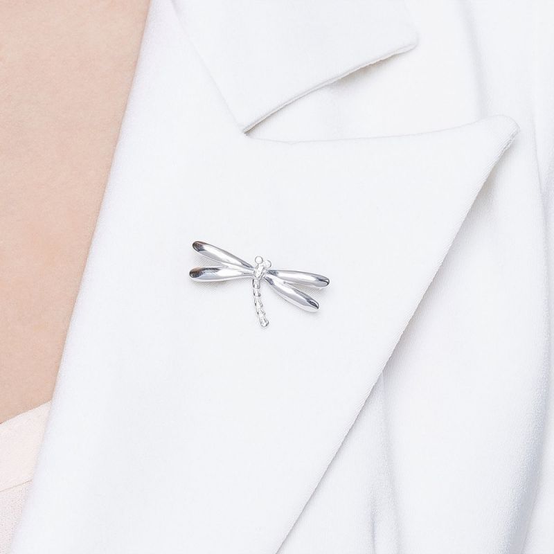 Brosche Libelle mit Zirkonia - 925 Silber - Foto №1