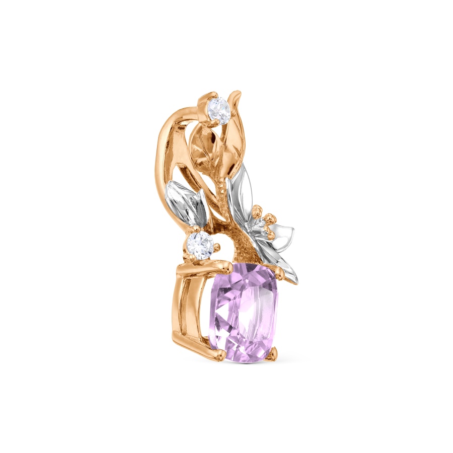 Kettenanhänger mit Amethyst und Zirkonia - 585 Rotgold - Foto №1 Kettenanhänger mit Amethyst und Zirkonia - 585 Rotgold - Foto №1