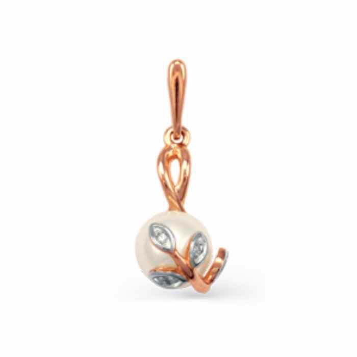 Anhänger 585 Rotgold mit Perle und Zirkonia - Foto №1