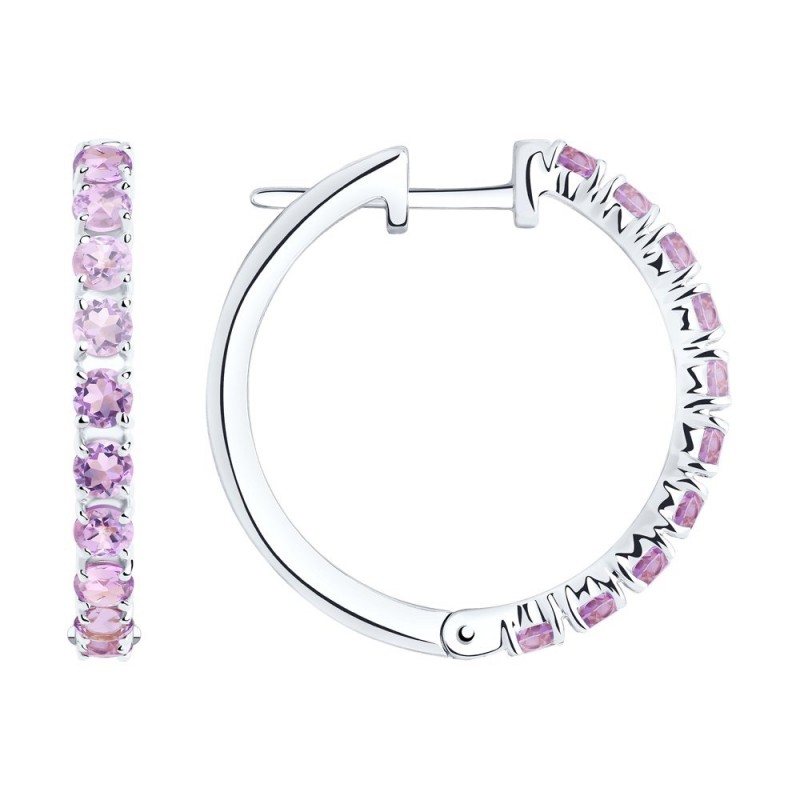 Заказать онлайн серьги с аметистами - Золотой Мир - Фото №1