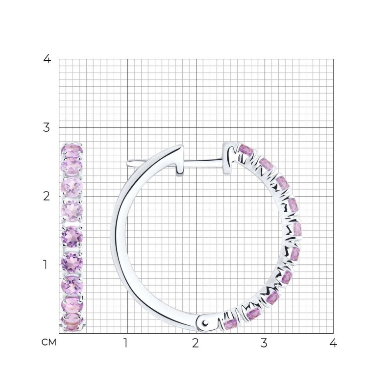 Заказать онлайн серьги с аметистами - Золотой Мир - Фото №2
