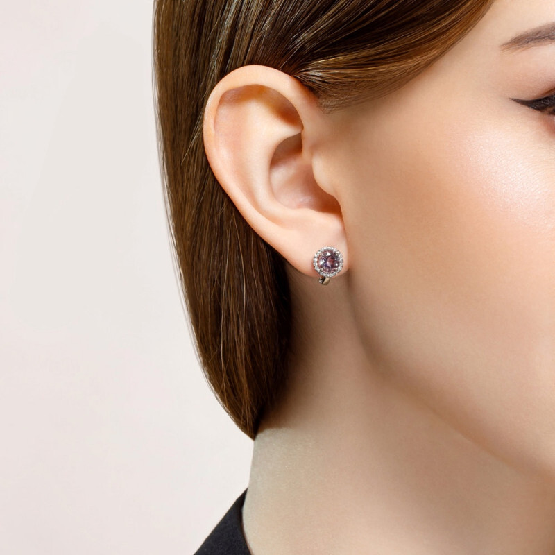 Ohrringe mit Amethyst und Zirkonia, 925 Silber - Foto №2 Ohrringe mit Amethyst und Zirkonia, 925 Silber - Foto №2