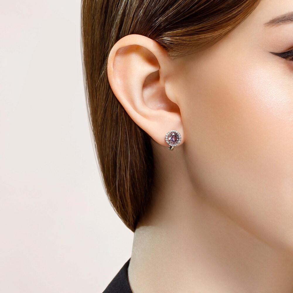 Ohrringe mit Amethyst und Zirkonia, 925 Silber - Foto №2 Ohrringe mit Amethyst und Zirkonia, 925 Silber - Foto №2