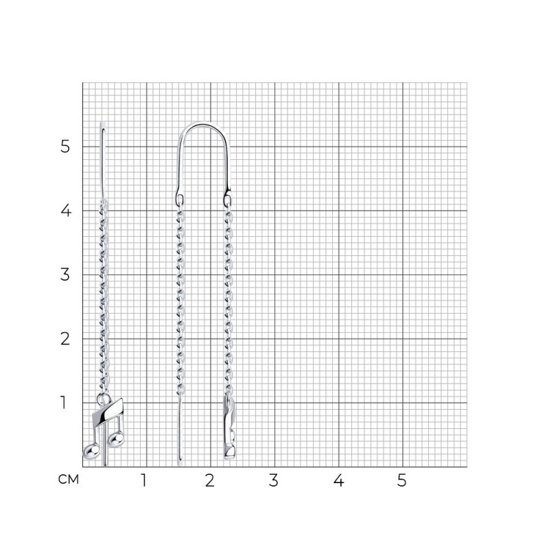 Серьги "Нотки" из серебра 925 пробы - Фото №1