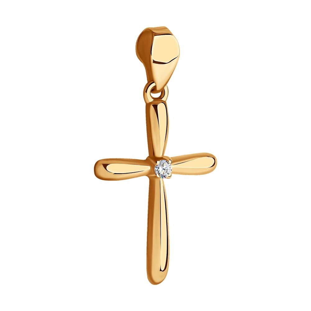 Kreuzanhänger mit Zirkonia 585 Rotgold Ketten Anhänger - Foto №1 Kreuzanhänger mit Zirkonia 585 Rotgold Ketten Anhänger - Foto №1