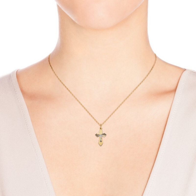 Kreuz mit Diamantschiff 585 Rotgold - Foto №1