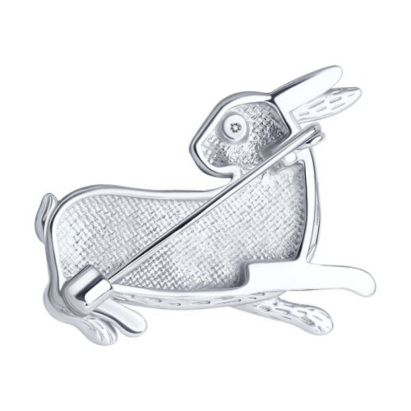 Брошь "Заяц" с фианитами - Фото №1 Брошь "Заяц" с фианитами - Фото №1