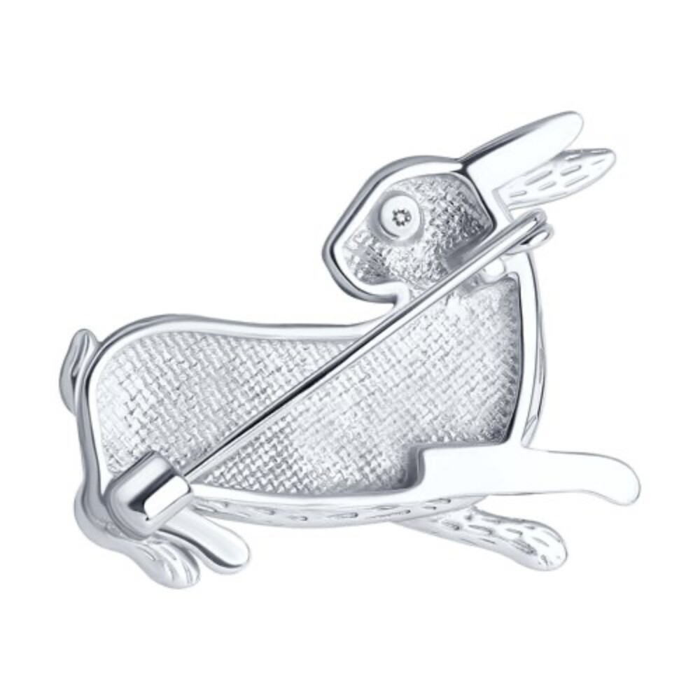 Брошь "Заяц" с фианитами - Фото №1 Брошь "Заяц" с фианитами - Фото №1