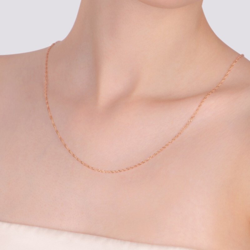 Singapurkette Halskette 585 Rotgold Diamantiert - Foto №2