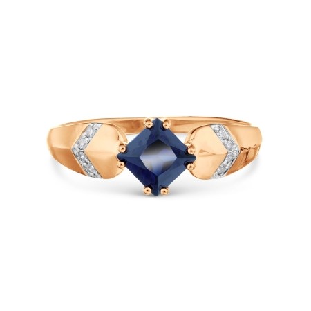 Damen Ring 585 Rotgold Saphir und Zirkonia - Foto №1 Damen Ring 585 Rotgold Saphir und Zirkonia - Foto №1