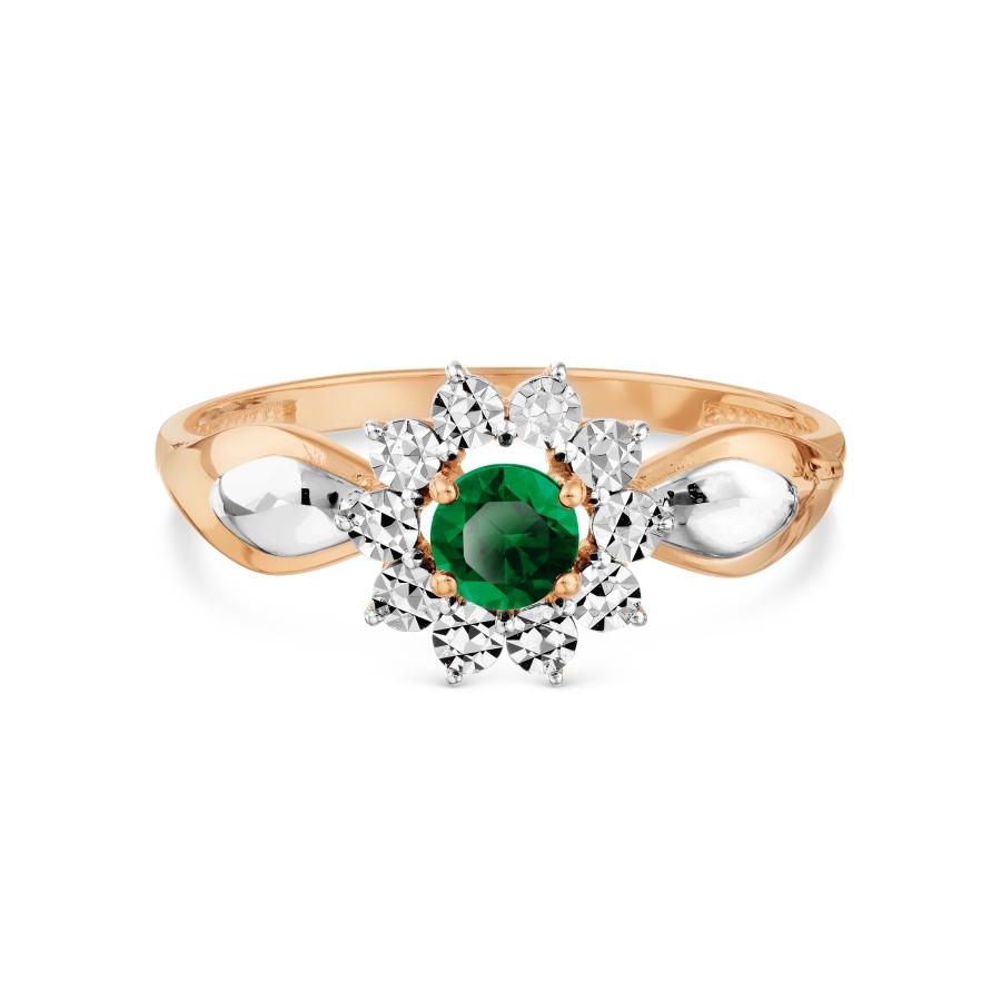 Damen Ring 585 Rotgold Smaragd - Foto №1 Damen Ring 585 Rotgold Smaragd - Foto №1