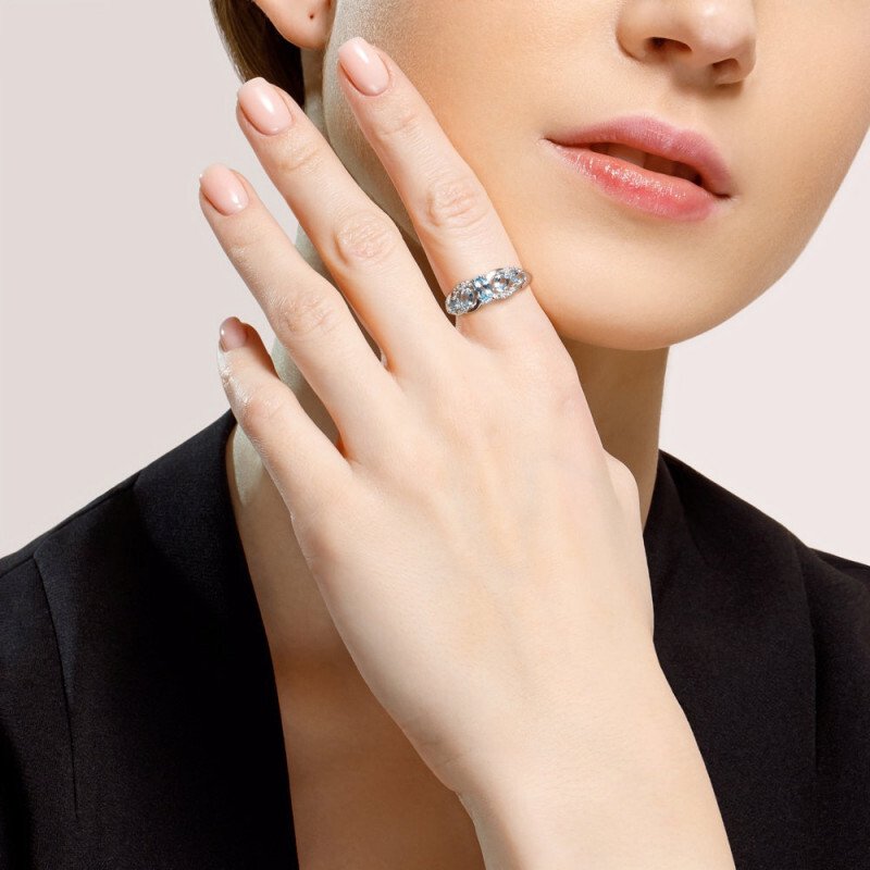 Damen Ring 925 Silber Topas und Zirkonia - Foto №3