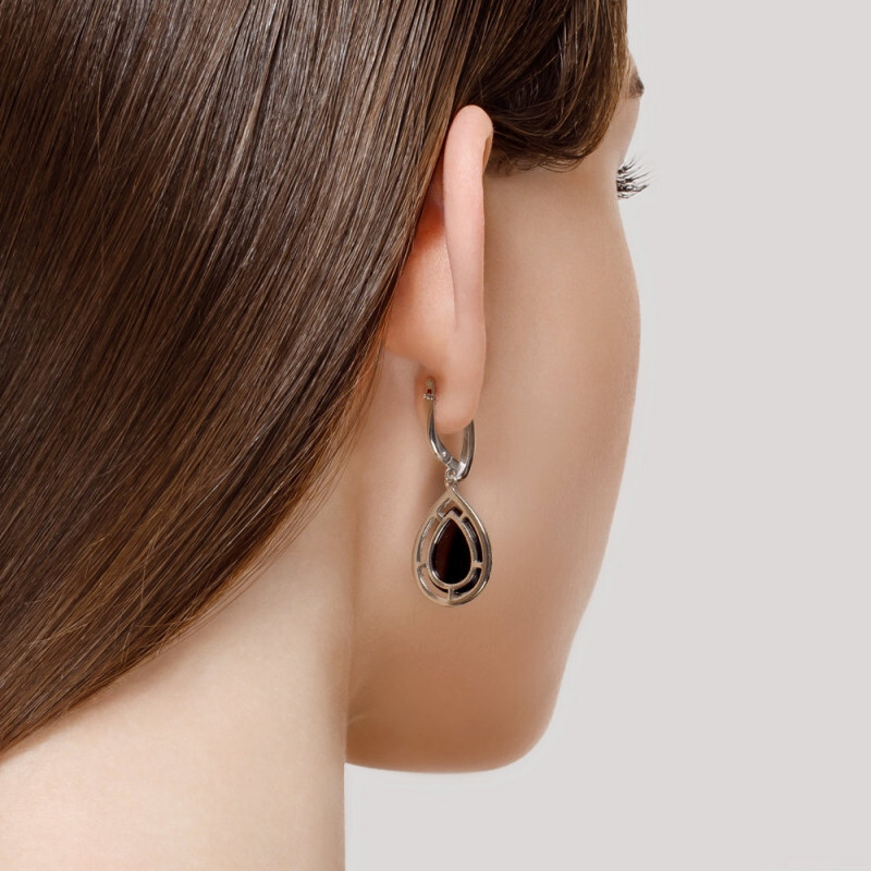 Damen Ohrringe  925 Silber Achat und Zirkonia - Ohrhänger - Foto №3