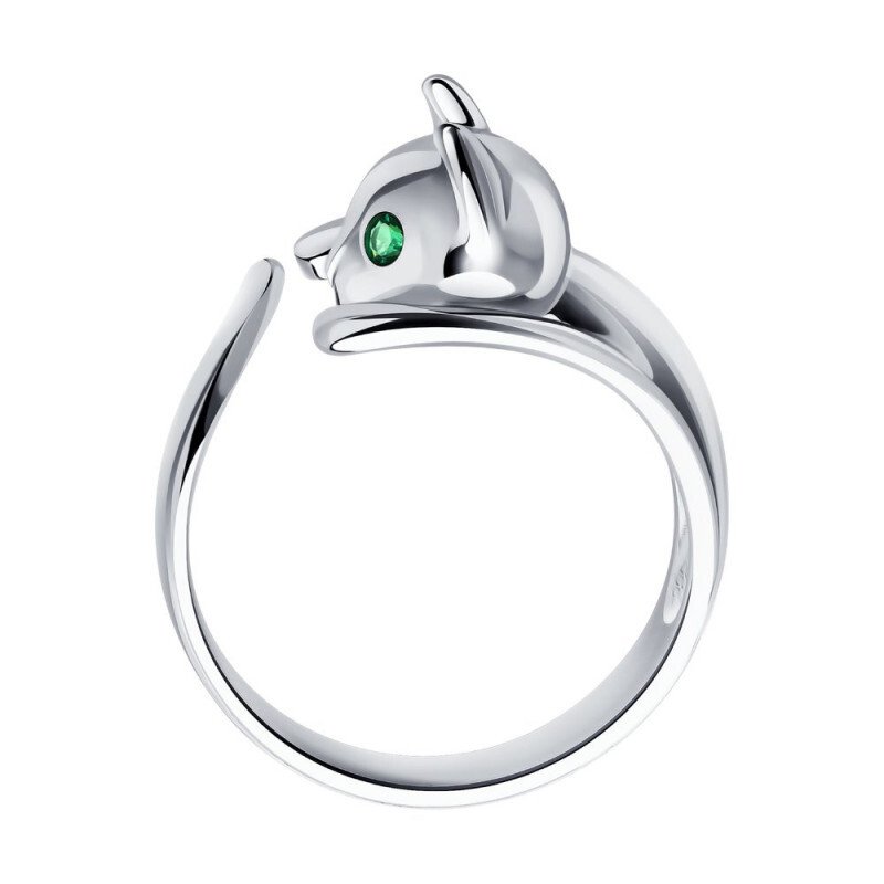 Damen Ring Katze mit Zirkonia 925 Silber - Foto №1