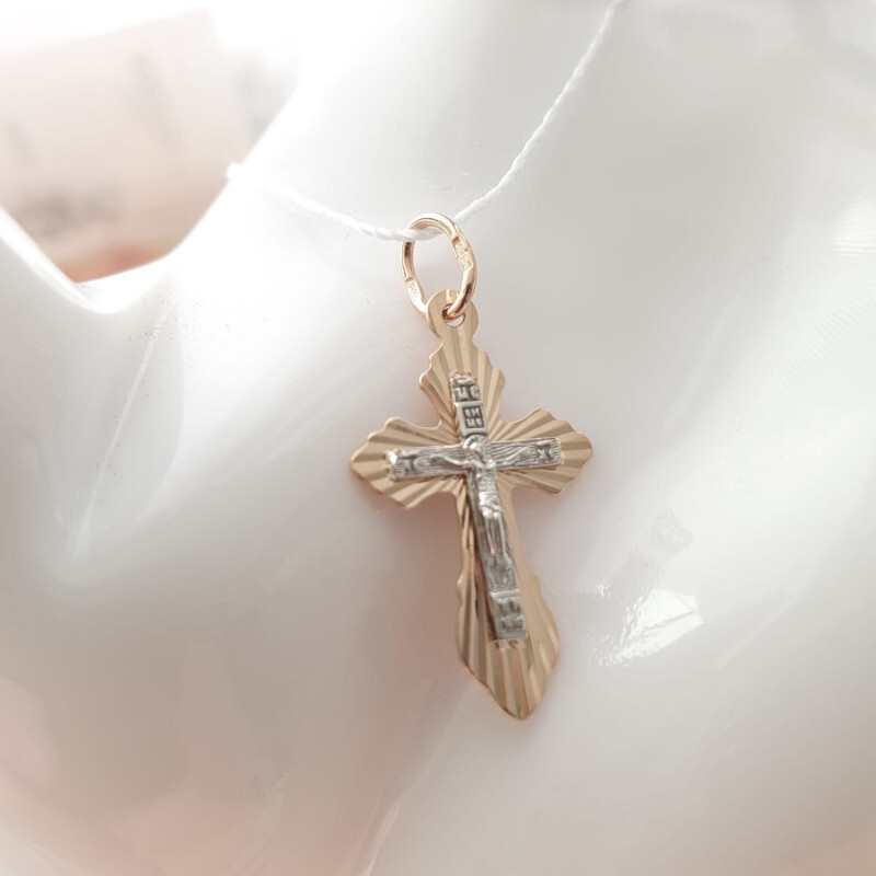 Kreuz mit Diamantschiff 585 Rotgold - Foto №2
