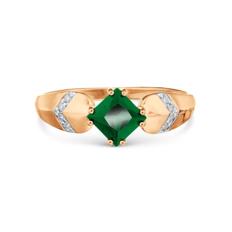 Damen Ring 585 Rotgold Smaragd Zirkonia - Foto №1