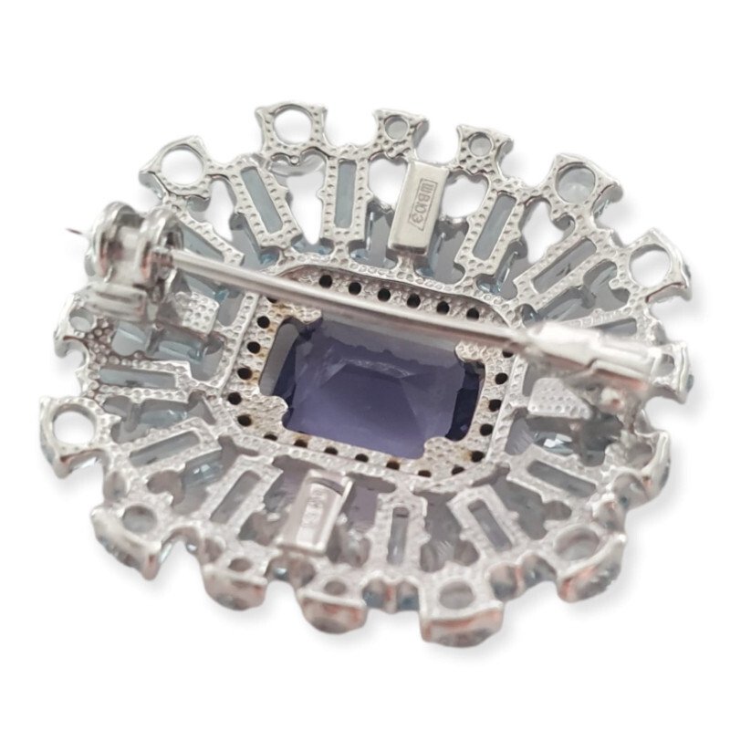 Brosche 925 Silber Topas Sky Zirkonia Lila Hellblau - Foto №2