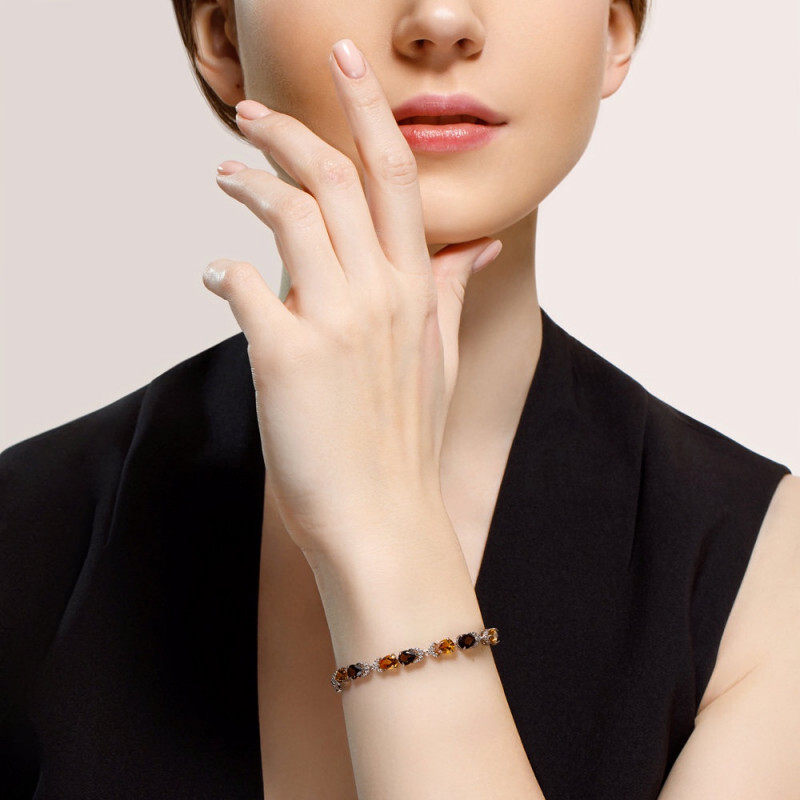 Браслет из серебра с раухтопазами и цитринами - Фото №2