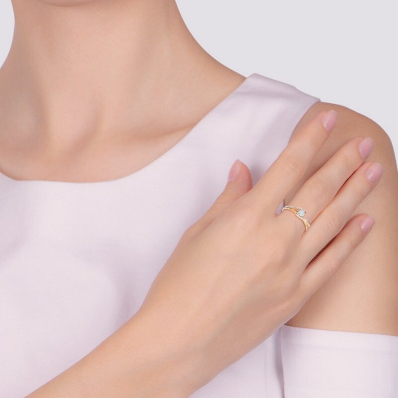 Damen Ring 585 Rotgold mit Zirkonia Bicolor - Foto №4