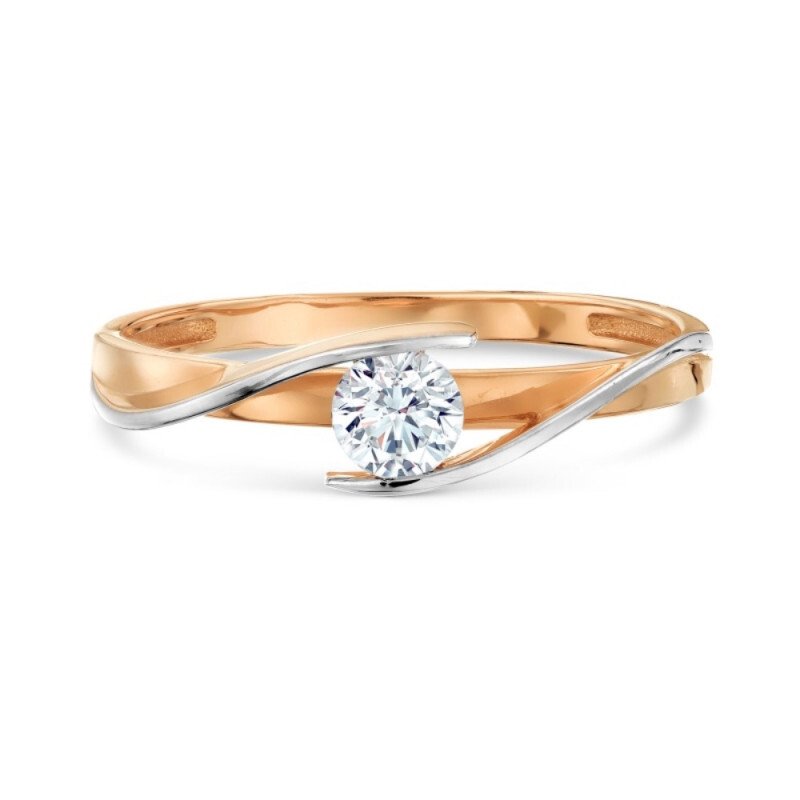 Damen Ring 585 Rotgold mit Zirkonia Bicolor - Foto №1